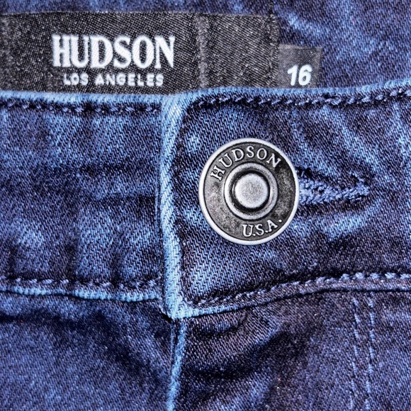 Hudson Jeans Womens Dark Wash Blue Straight Leg Stretch Back Flap Pockets SZ 16​ - Picture 4 of 10